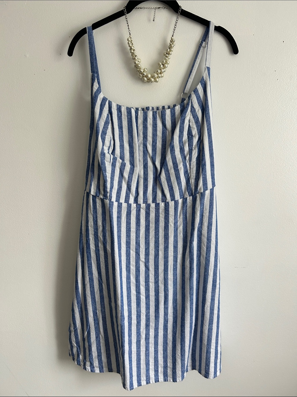 Old Navy Blue and White Vertical Stripe Mini Dress